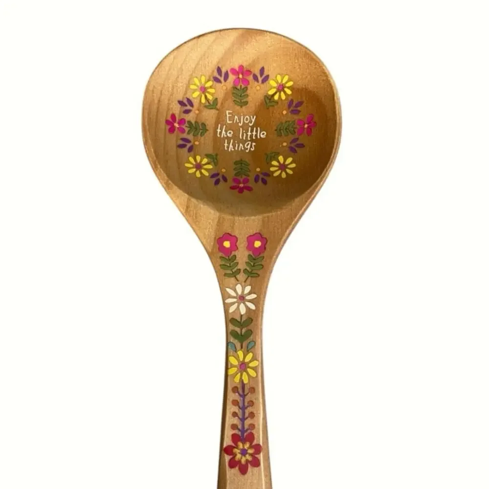 NWT Natural Life Cutest Wooden Spoon Ever “Enjoy The Little Things” Floral Spoon